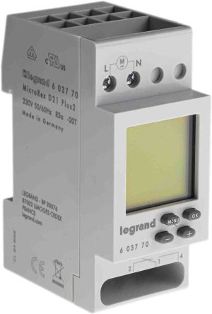 Legrand DIN导轨定时开关, 数字开关, 1通道, 230 V 交流电源, 单刀双掷