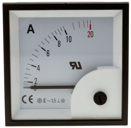 RS PRO Amperemeter 10A AC Dreheisen, 68mm X 68mm T. 36.5mm, 0 → 20A / ±1,5 %