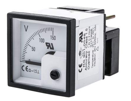 RS PRO Analoges Voltmeter DC / 1,5 %, 46mm, 46mm, 39mm