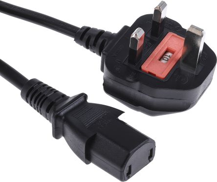 TEMP004 RS PRO | RS PRO 2m Power Cable, C17, IEC to BS 1363, UK Plug ...
