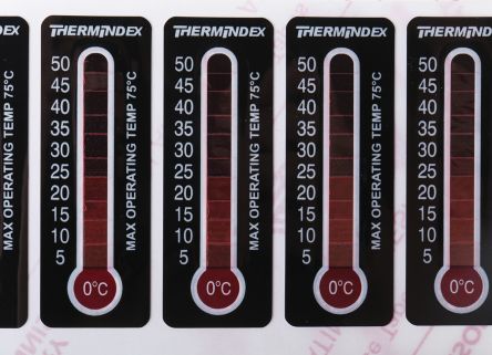 RS PRO Temperaturanzeige Aufkleber 0°C / 50°C 11 Messbereiche 10 Stk. Vertikal, L. 51mm, B. 18mm Umkehrbar