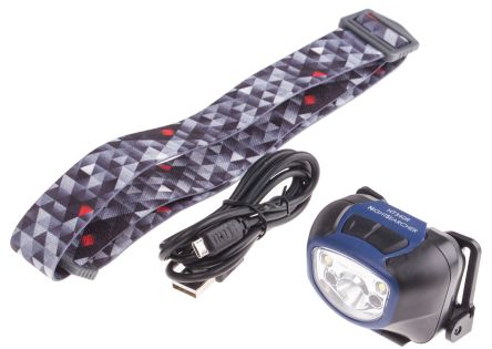 Nightsearcher LED Head Torch Rechargeable HT340R Battery pack, Black, Plastic Case, 340 lm