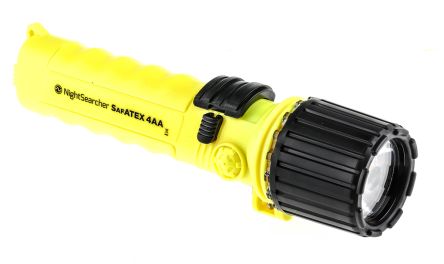 Nightsearcher Safety Torch LED, ATEX, IECEx Ex-160 AA, Yellow, Plastic Case, 160 lm