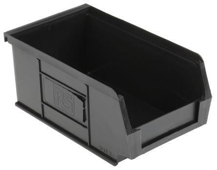 black plastic storage bins with lids