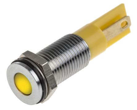 RS PRO LED Schalttafel-Anzeigelampe Gelb 12V Dc, Montage-Ø 8mm, Faston, Lötfahne