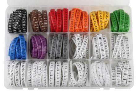 RS PRO Kabelmarkierer Set, Aufsteckbar, Schwarz, Blau, Braun, Grün, Grau, Orange, Rot, Violett, Weiß, Gelb, Ø 2mm -