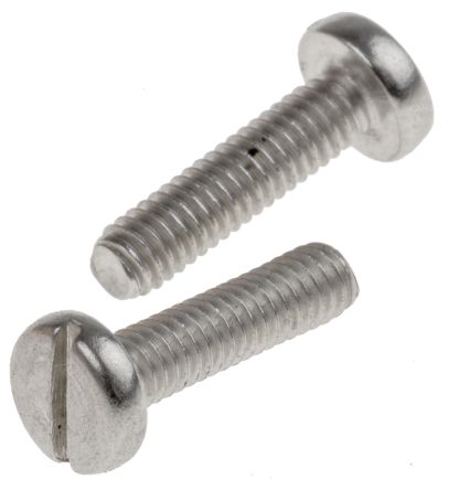 RS PRO Slot Pan A2 304 Stainless Steel Machine Screws DIN 85, M2.5x10mm