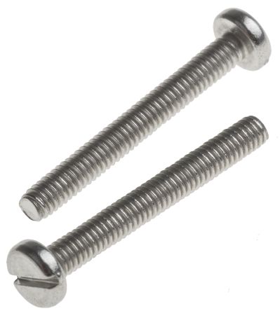 RS PRO Slot Pan A2 304 Stainless Steel Machine Screws DIN 85, M2.5x20mm