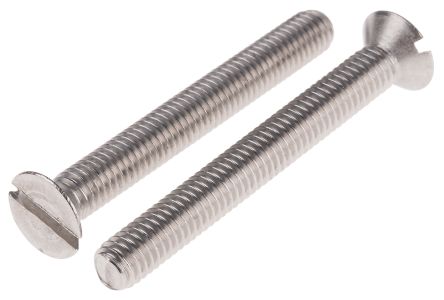 RS PRO Slot Countersunk A2 304 Stainless Steel Machine Screws DIN 963, M6x50mm