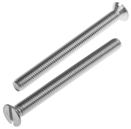 RS PRO Slot Countersunk A2 304 Stainless Steel Machine Screws DIN 963, M6x70mm