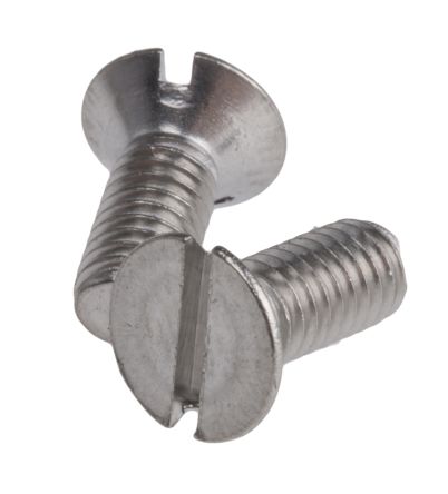 RS PRO Slot Countersunk A4 316 Stainless Steel Machine Screws DIN 963, M4x10mm