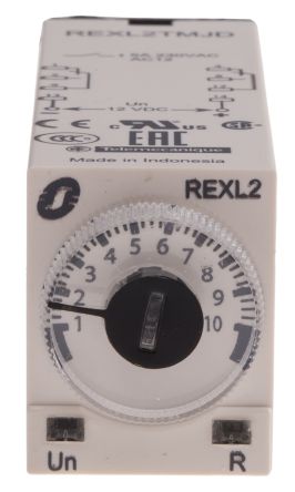 施耐德 时间继电器, REXL 系列, 12V 直流, 2触点, 时间范围 0.1 s → 100h