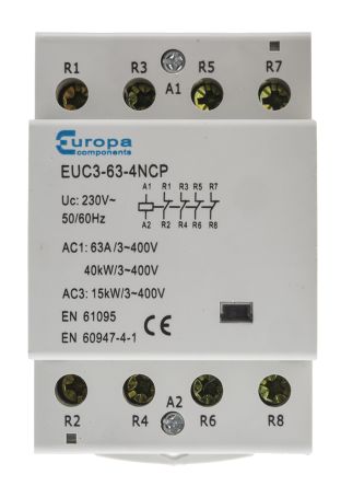 Europa Leistungsschütz / 230 V Ac Spule, 4 -polig 4 Öffner, 400 V Ac / 63 A