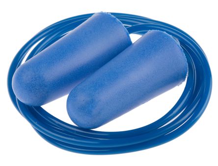 RS PRO Tapones Desechables Azul Con Cable, Atenuación SNR 32dB, 200 Pares