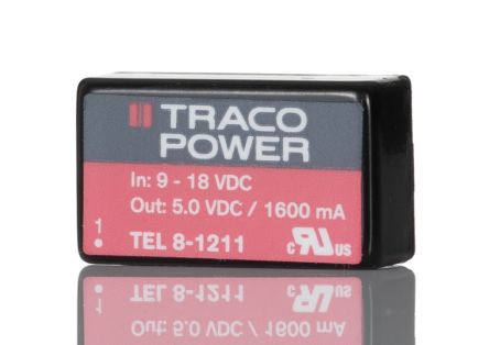 TRACOPOWER TEL 8 DC/DC-Wandler 8W 12 V Dc IN, 5V Dc OUT / 1.6A 1.5kV Dc Isoliert