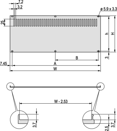 NVent SCHROFF Aluminium Rückwand 3U X 28TE, 141.9 X 128.4mm, Grau