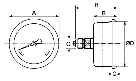 pressure gauge dimensions