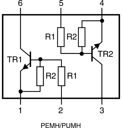 Nexperia PUMH4,115 SMD, NPN Digitaler Transistor Dual 50 V / 100 MA, UMT 6-Pin