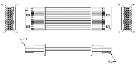 Samtec SFSD Platinenstecker-Kabel Tiger Eye SFSD / Tiger Eye SFSD Buchse / Buchse Raster 1.27mm, 250mm