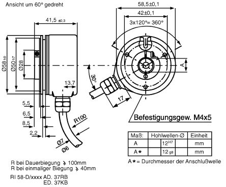 Incremental Encoder Hengstler 500 Ppr 6000rpm Rs422 Hollow 10 30 V Dc