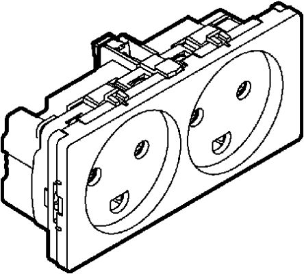 LK White 2 Gang Plug Socket, 10A, Type K - Danish, Indoor Use