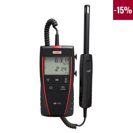 KIMO Thermohygrometer, Typ Thermohygrometer, Absolut -20 → +70°C / 5 → 95%RH, ± 0,1 °C ±0.3°C