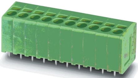 Phoenix Contact SPT 1.5/9-V-3.5 Series PCB Terminal Block, 9-Contact, 3.5mm Pitch, Through Hole Mount, 1-Row, Spring