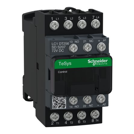 Schneider Electric TeSys Deca TeSyS D Contactor, 72 VDC Coil, 4-Pole, 25 A, 4NO, 690 V ac
