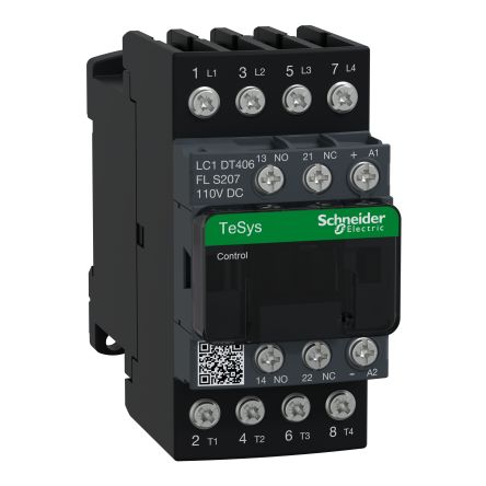 Schneider Electric TeSys Deca TeSyS D Contactor, 110 VDC Coil, 4-Pole, 40 A, 4NO, 690 V ac