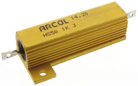Arcol HS50 Wickel Lastwiderstand 1kΩ ±5% / 50W, Alu Gehäuse Axialanschluss