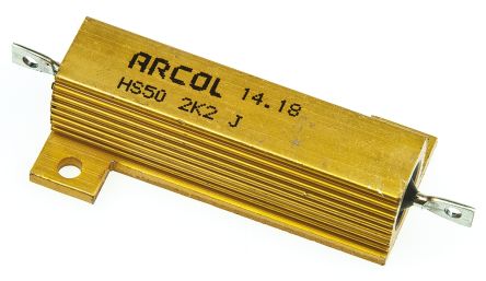 Arcol HS50 Wickel Lastwiderstand 2.2kΩ ±5% / 50W, Alu Gehäuse Axialanschluss