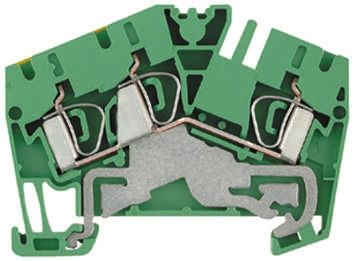 Weidmuller ZPE Series Green/Yellow Earth Terminal Block, 2.5mm², Single-Level, Clamp Termination