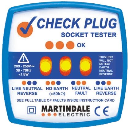 Martindale, Model CP-501 Socket Tester 13A 200 → 250V Ac CAT II 300 V RS Calibration