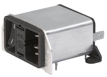Schurter C14 IEC-Steckerfilter Stecker Mit 2-Pol Schalter 5 X 20mm Sicherung, 250 V Ac / 2A, Tafelmontage / Lötanschluss