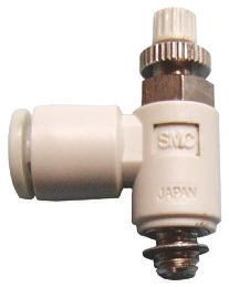 SMC AS R1/4 Außengewinde Durchflussregler, Drehzahlregelung, Rohr-Ø 8mm 1MPa