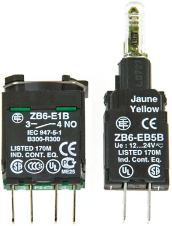 Schneider Electric Harmony XB6 Kontaktblock Mit Fassung Anzeigenblock LED Weiß Beleuchtet, 1 Schließer, 12 →