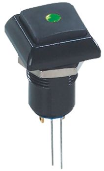 APEM Illuminated Push Button Switch, Latching, Panel Mount, 12mm Cutout, Green LED, 48V Ac, IP67