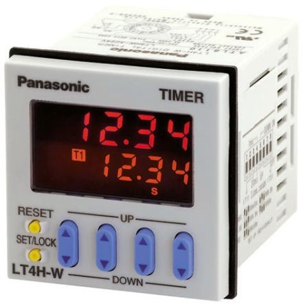 Panasonic LT4H-W Zeitrelais, Frontplattenmontage, 0 → 9999 H, 0 → 9999 Min, 0 → 9999s, 24V Ac