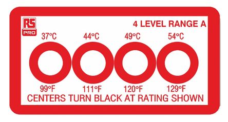 RS PRO Étiquette Thermosensible 37°C à 54°C 4 Niveaux