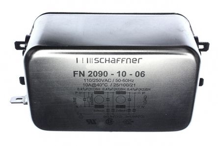 Schaffner FN2090 Entstörfilter, 250 V Ac, 10A, Gehäusemontage 8.4W, Flachstecker, 1-phasig 0,67 MA / 0 → 400Hz