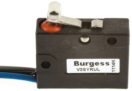 Saia-Burgess Mikroschalter Kurzer Rollenhebel-Betätiger Verdrahtet, 5 A @ 250 V Ac, SPDT IP 67 3,9 N -40°C - +85°C