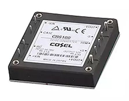 Cosel DC-DC Converter, 12V Dc/ 8.4A Output, 36 → 76 V Dc Input, 100.8W, Through Hole, +100°C Max Temp -40°C Min