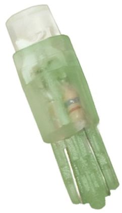 JKL Components Bombilla Para Piloto Luminoso LED Verde, λ 525nm, 24V / 15mA, 95°, Casquillo Cuña, Ø 4.5mm