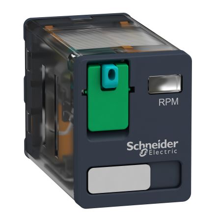 Schneider Electric DIN Rail or Panel Power Relay, 12V dc Coil, 15A Switching Current, DPDT