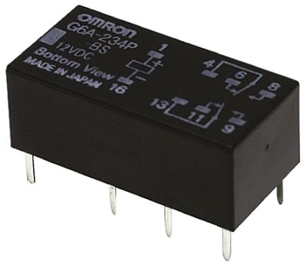 G6A-234P-BS 12DC Omron | Omron DPDT Non-Latching Relay PCB Mount, 12V ...