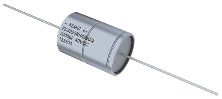 KEMET Condensador Electrolítico Serie PEG225, 1400μF, -10 → +30%, 63V Dc, Axial, Orificio Pasante, 20 X 37mm