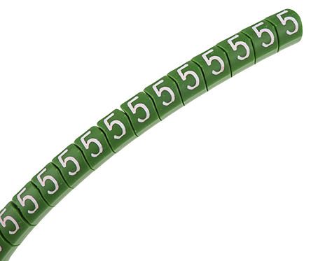 HellermannTyton Marcadores De Cable Helagrip De PVC Blanco Sobre Verde, Texto: 5, Ø Máx. 9mm, Montaje: Deslizante, 250