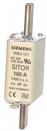 Siemens 3NE Sicherungseinsatz NH0, 1000V Ac / 100A, AR DIN 43620, IEC 60269-2-1, VDE 0636