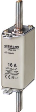 Siemens NH-Sicherung NH1, 500V Ac / 63A, GG CSA 22.2, IEC EN 60269, VDE 0636