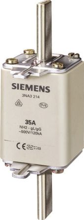 Siemens Fusible NH De Cuchillas Centradas, NH2, GG, 500V Ac, 80A, CSA 22.2, IEC EN 60269, VDE 0636